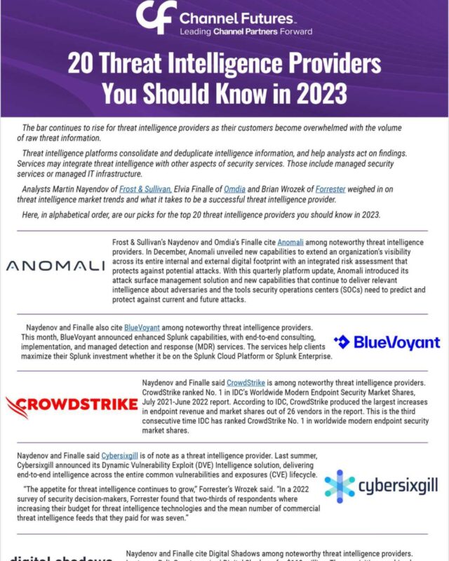 The Top 20 Threat Intelligence Providers to Know in 2023