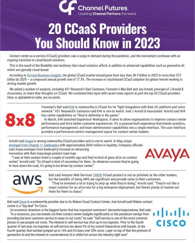 The Top 20 CCaaS Providers to Know in 2023