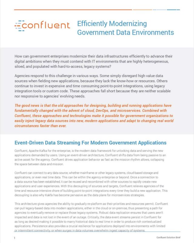 Efficiently Modernizing Government Data Environments with Apache Kafka