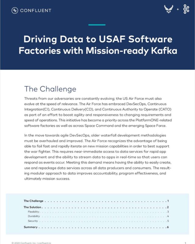 Driving Data to USAF Software Factories with Mission-ready Kafka