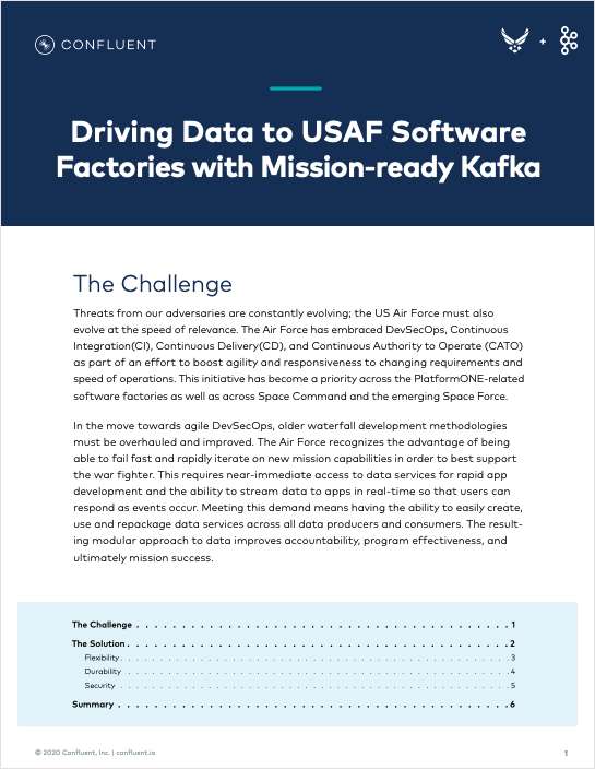 Driving Data to USAF Software Factories with Mission-ready Kafka