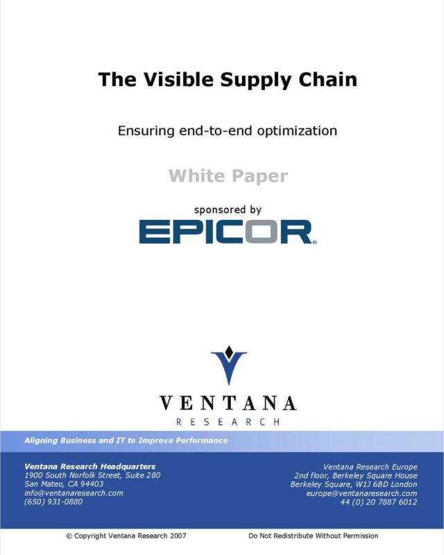 The Visible Supply Chain: Ensuring End-to-End Optimization