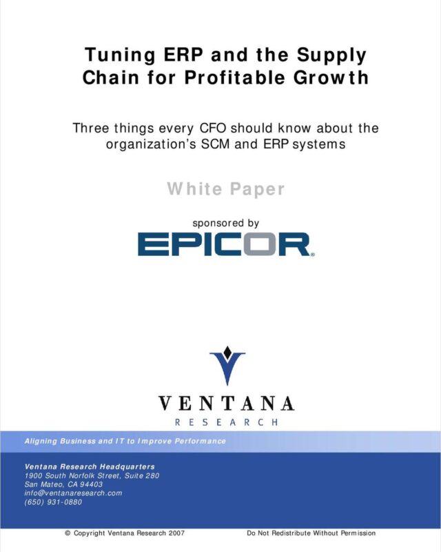 Tuning ERP and the Supply Chain for Profitable Growth