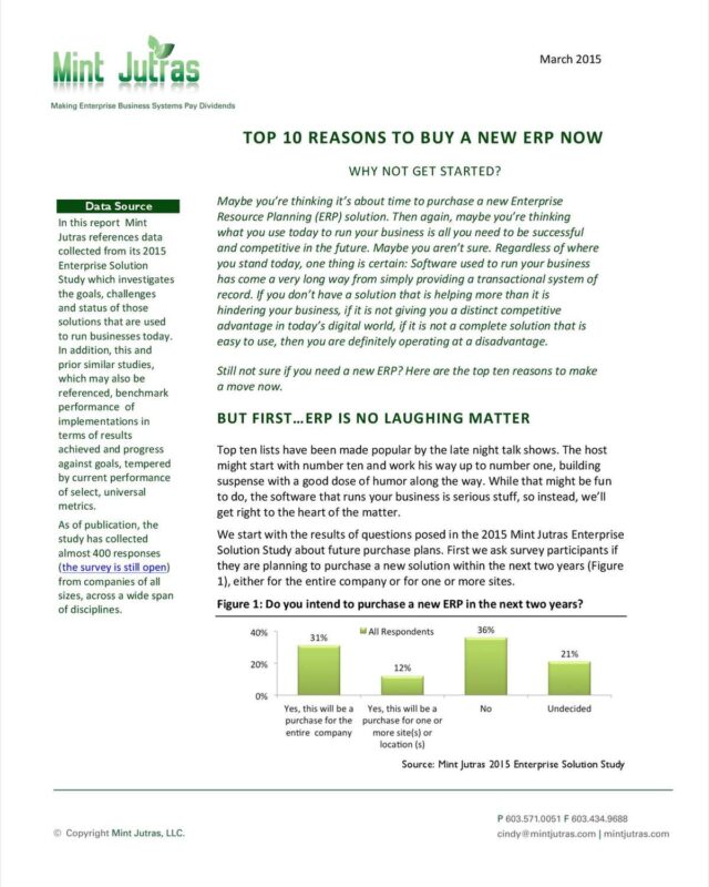 Top 10 Reasons to Buy a New ERP Now