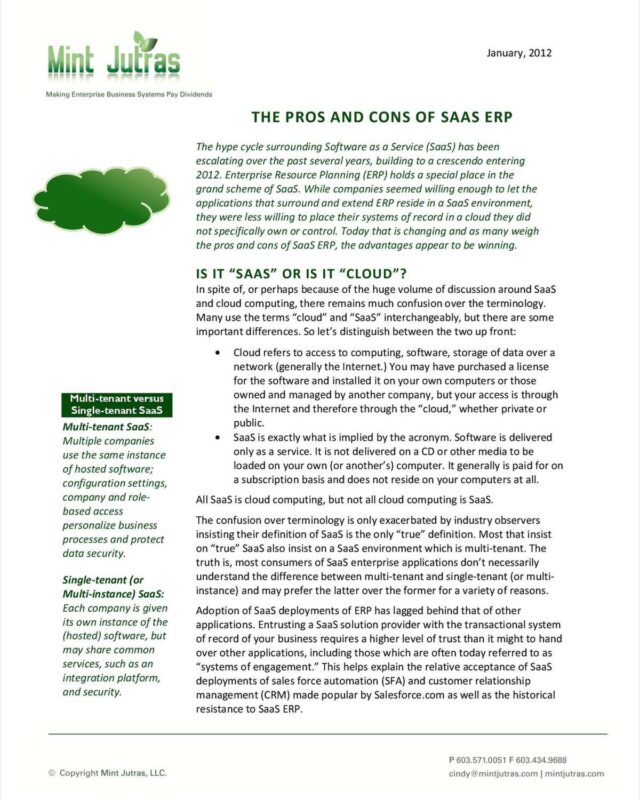 The Pros and Cons of SaaS ERP