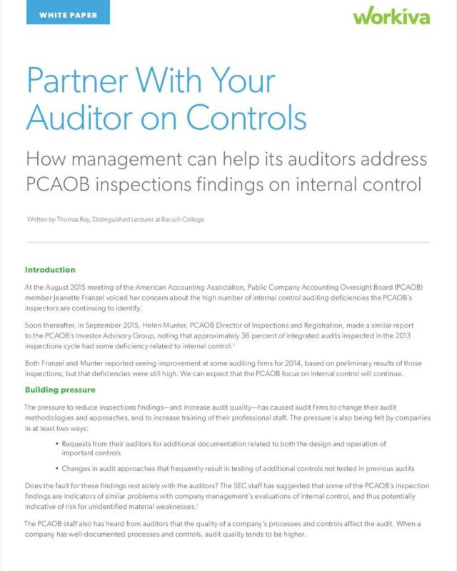 How Management Can Help their Auditors Address PCAOB Inspections Findings on Internal Control