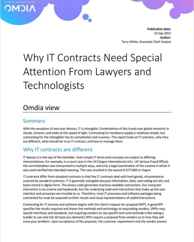 Why IT Contracts Need Special Attention From Lawyers and Technologists