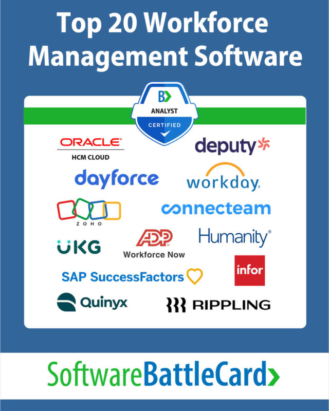 Top 20 Workforce Software BattleCard 2024―Dayforce HCM vs. Alternatives
