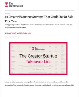 45 Creator Economy Startups That Could Be for Sale This Year