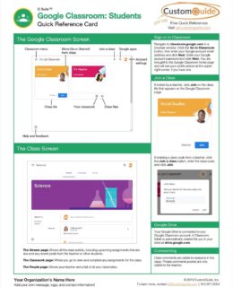 Google Classroom: Students- Free Reference Card