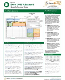 Microsoft Excel 2019 Advanced - Quick Reference Guide