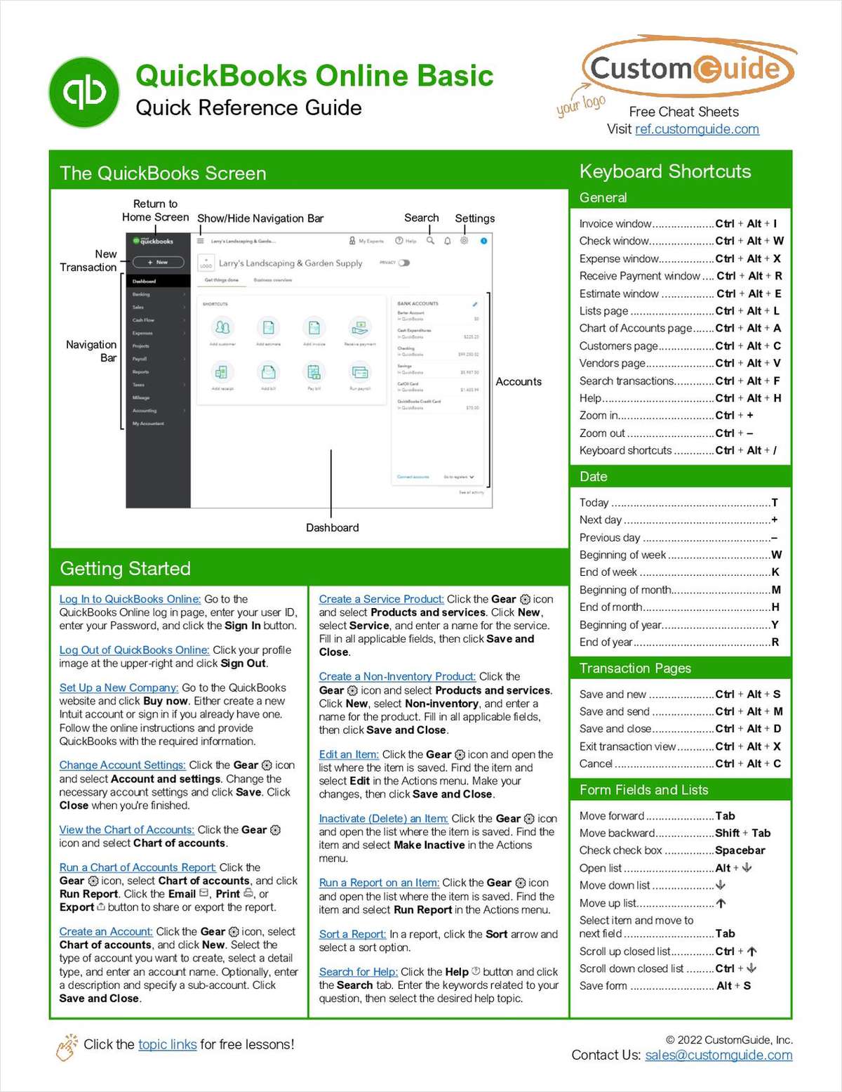 w cusb154c8 - Quickbooks Quick Reference Guide
