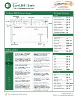 Microsoft Excel 2021 Basic -- Quick Reference Guide