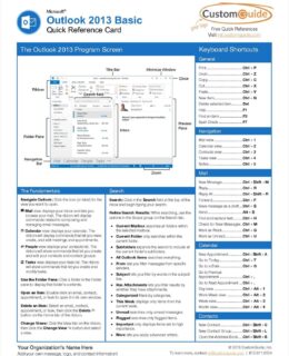 Microsoft Outlook 2013 Basic -- Free Quick Reference Card