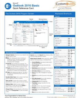 Microsoft Outlook 2016 Basic - Quick Reference Card