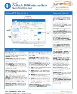 Microsoft Outlook 2016 Intermediate - Quick Reference Card