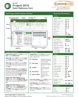 Microsoft Project 2016 - Quick Reference Card
