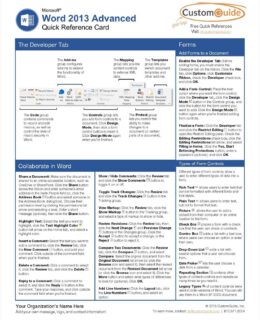 Microsoft Word 2013 Advanced - Quick Reference Card